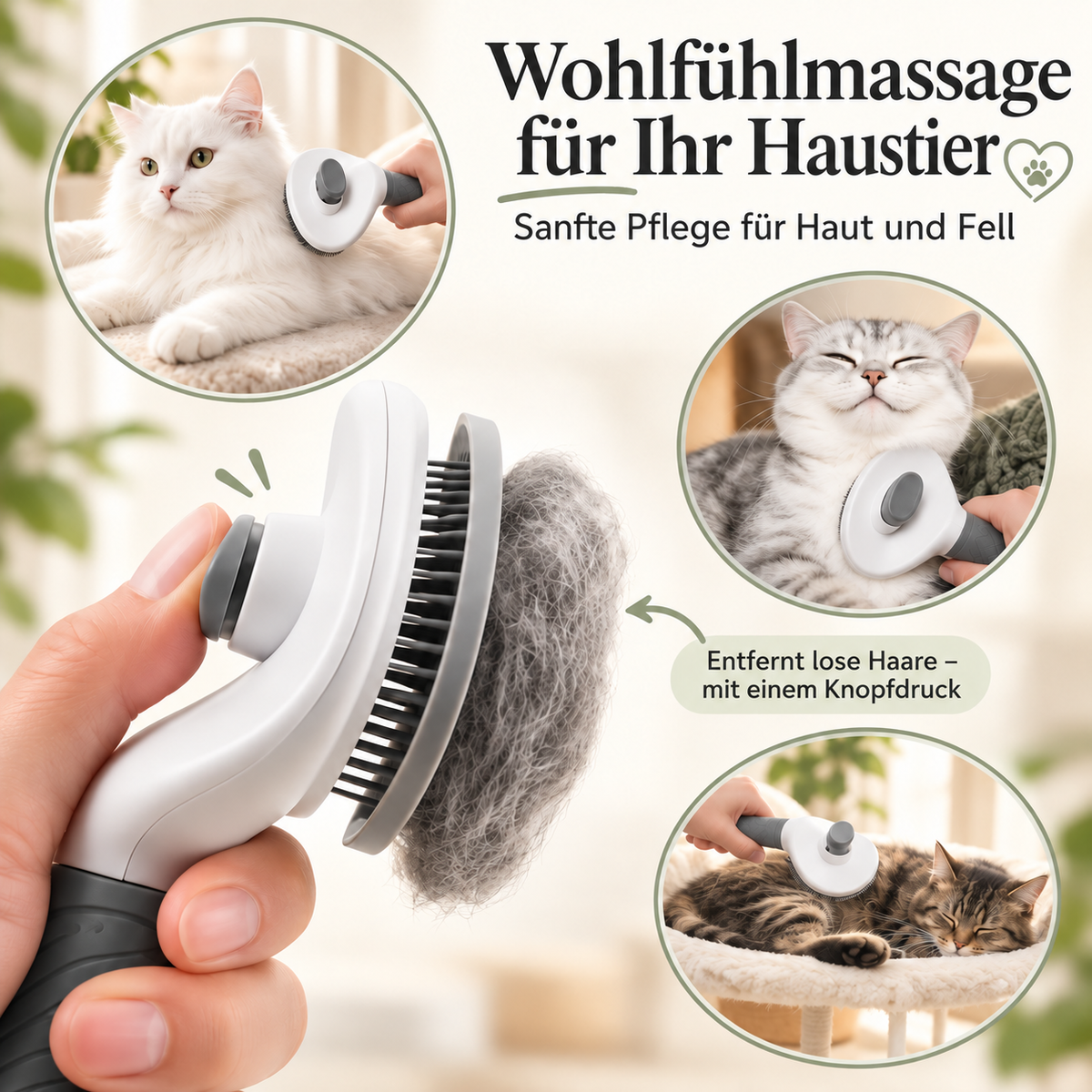 Selbstreinigende Fellbürste für Hunde & Katzen